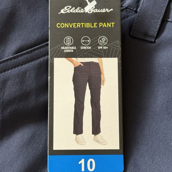 NWT Eddie Bauer Womens Convertible Performance Pant Size 10 Navy Blue UPF50+ - Picture 5 of 9